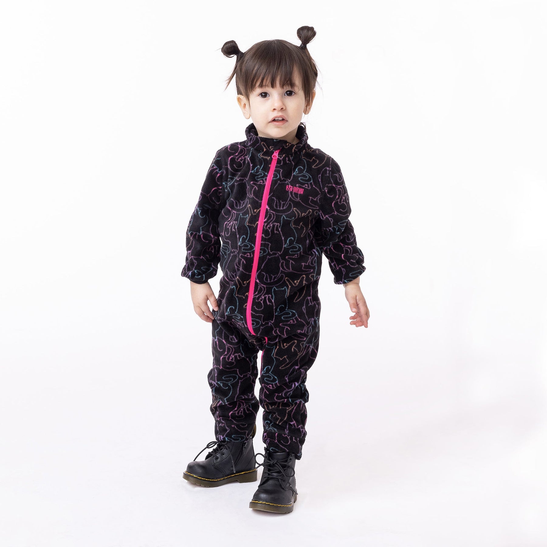 Combinaison une-pièce micropolaire pour bébé fille par Nanö | BUWP702-F23-1 Noir | Boutique Flos, vêtements mode pour bébés et enfants