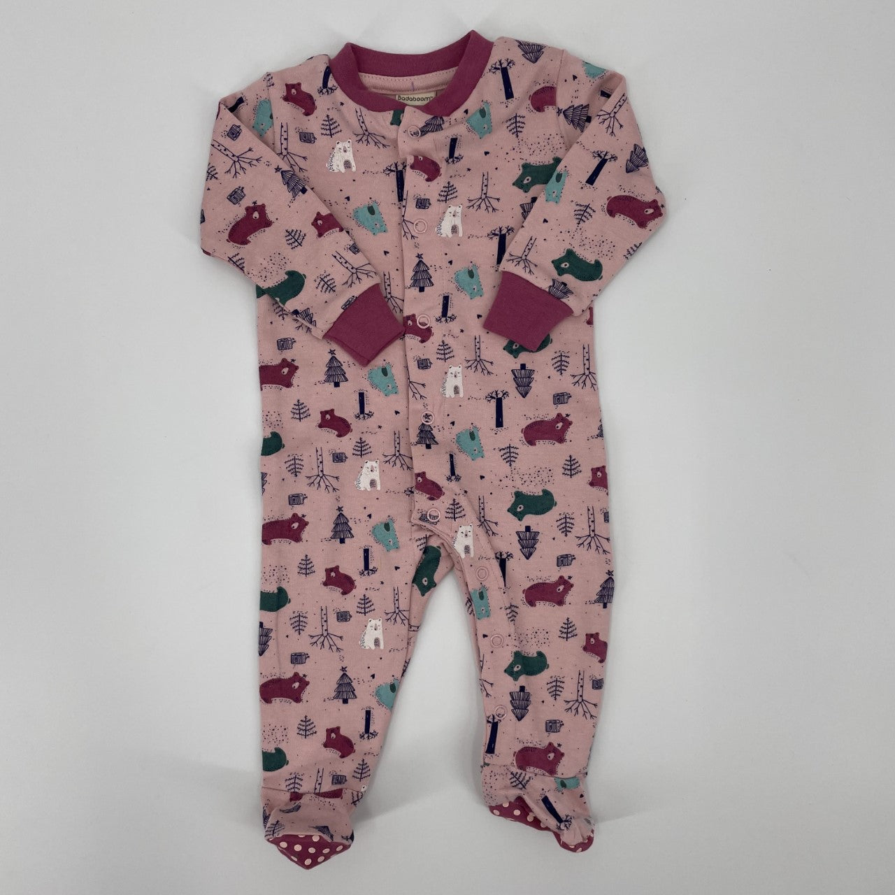 Pyjama pour bébé fille par Nasri | BALABG00622 S.SILVER PINK WOODS | Boutique Flos, vêtements mode pour bébés et enfants