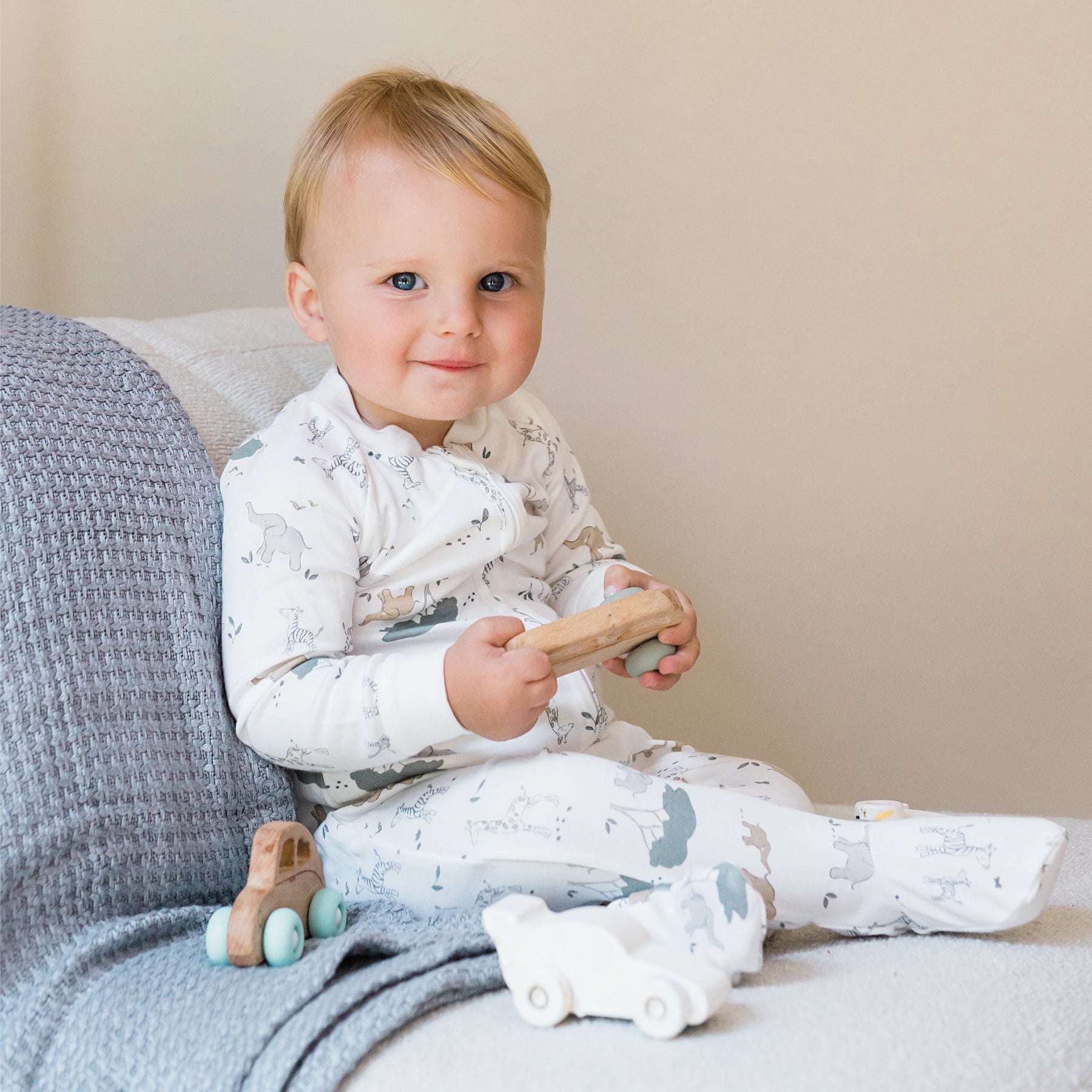 Pyjama pour bébé fille & garçon par Perlimpinpin - BB28601 Safari - Boutique Flos, vêtements pour bébés et enfants