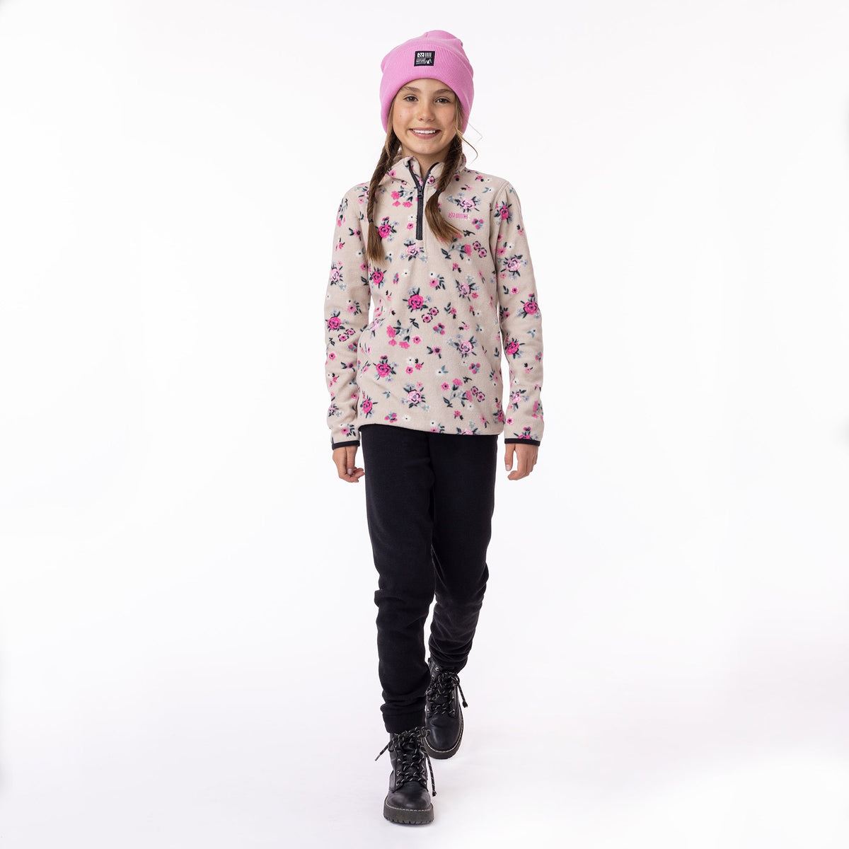Tuque en tricot pour enfant fille par Nanö | BTUT232-F23 Rose | Boutique Flos, vêtements mode pour bébés et enfants