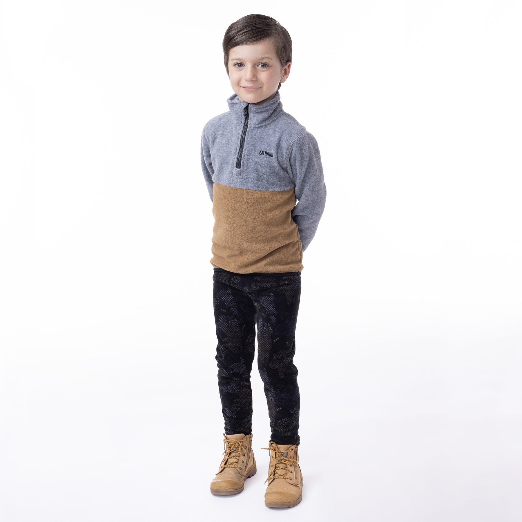 Ensemble deux-pièces micropolaire pour enfant garçon par Nanö | BUWP607-F23 Taupe | Boutique Flos, vêtements mode pour bébés et enfants