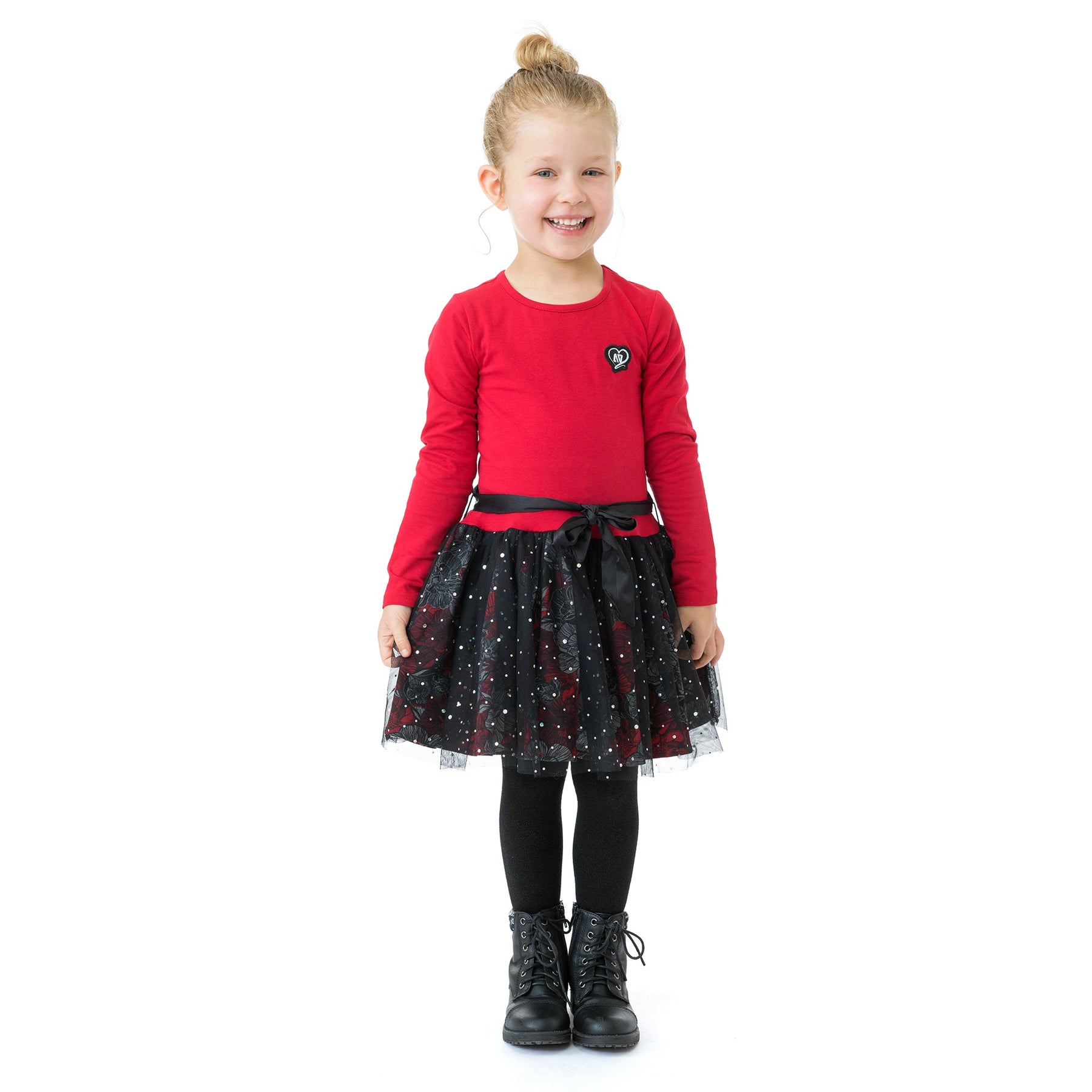 Robe pour enfant fille par Nanö | F2230-01 Rouge | Boutique Flos, vêtements mode pour bébés et enfants