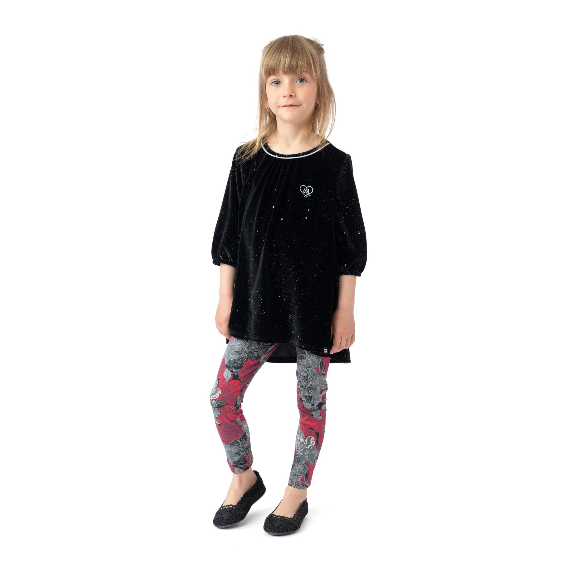 Robe pour enfant fille par Nanö | F2230-06 Noir | Boutique Flos, vêtements mode pour bébés et enfants