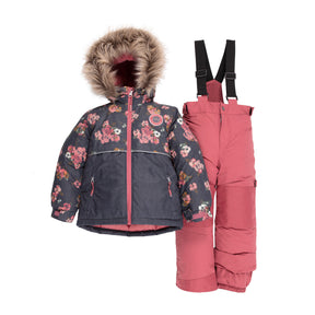 Habit de neige d'hiver pour bébé fille par Peluche Et Tartine | F22M52-1/Anna Charcoal | Boutique Flos, vêtements mode pour bébés et enfants