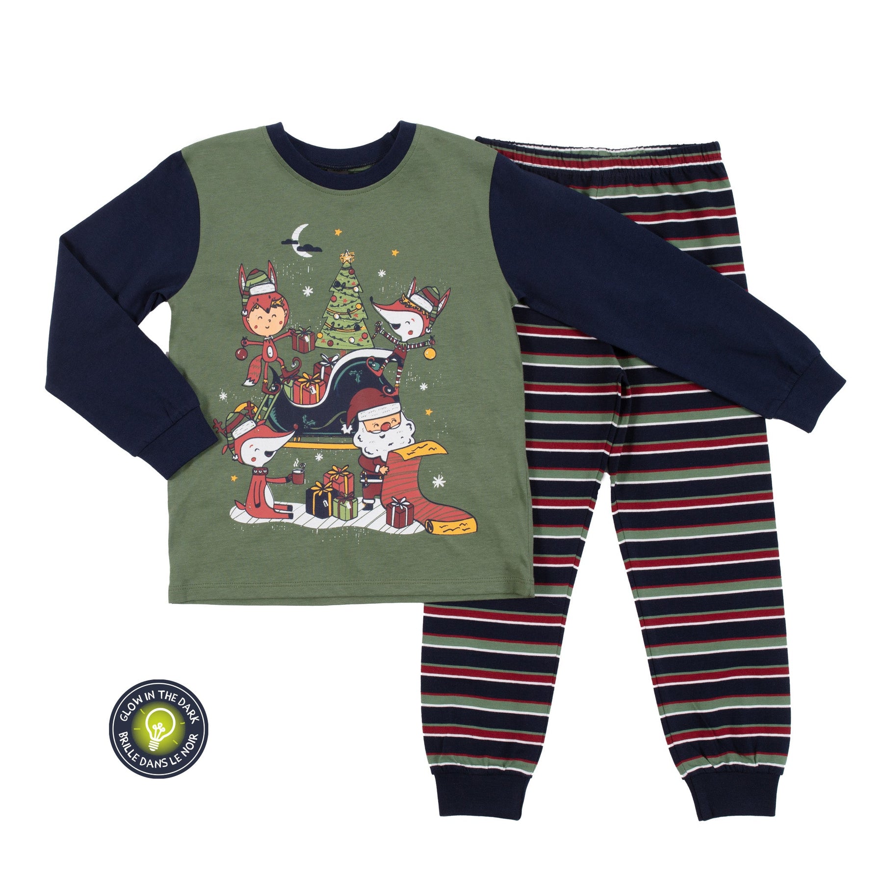 Pyjama deux-pièces pour enfant garçon par Nanö | F22P13 Vert | Boutique Flos, vêtements mode pour bébés et enfants