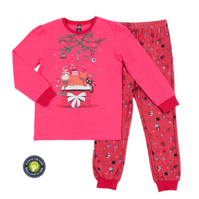 Pyjama deux-pièces pour enfant fille par Nanö | F22P60 Rose | Boutique Flos, vêtements mode pour bébés et enfants