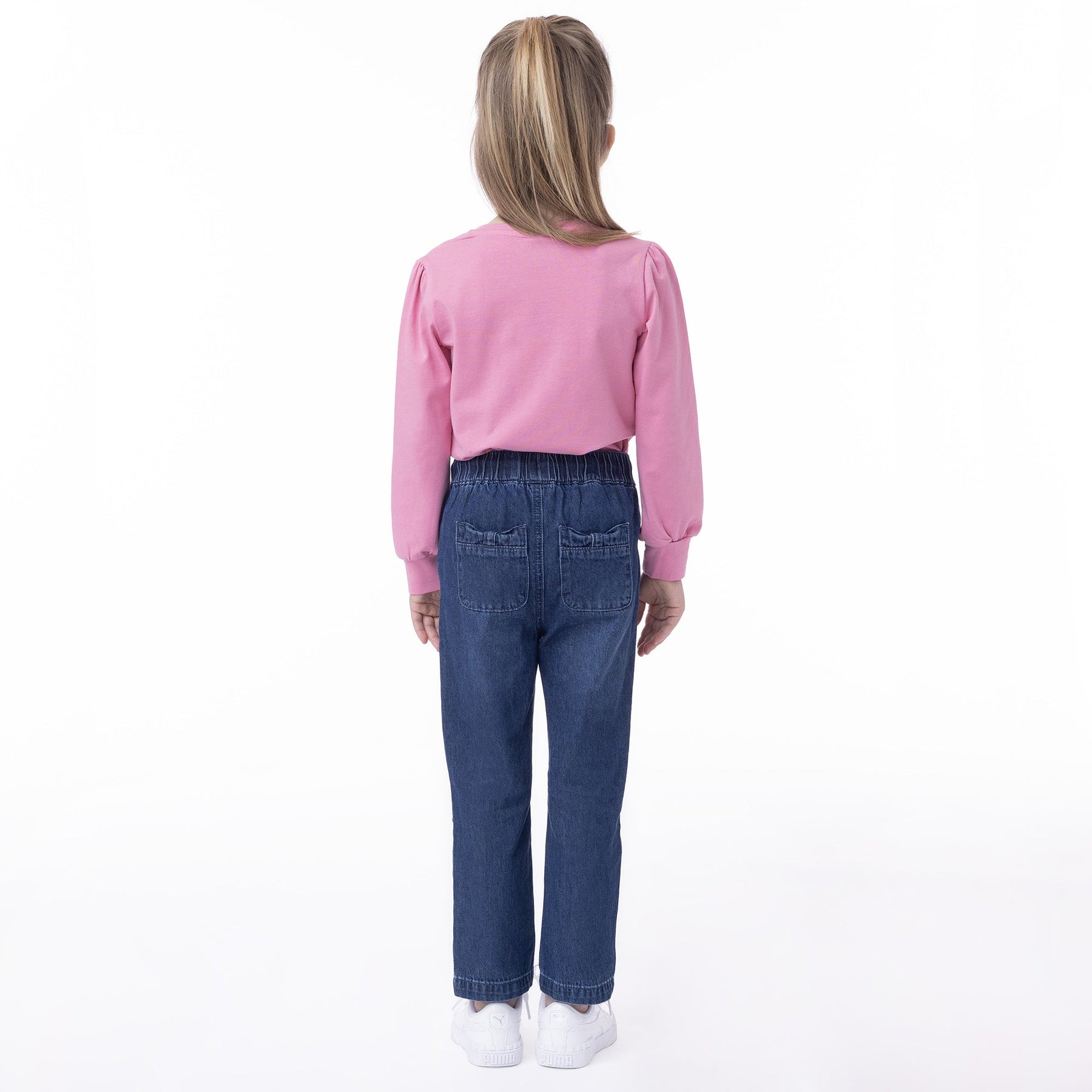 Pantalon pour enfant fille par Nanö | F2302-09 Denim Medium | Boutique Flos, vêtements mode pour bébés et enfants