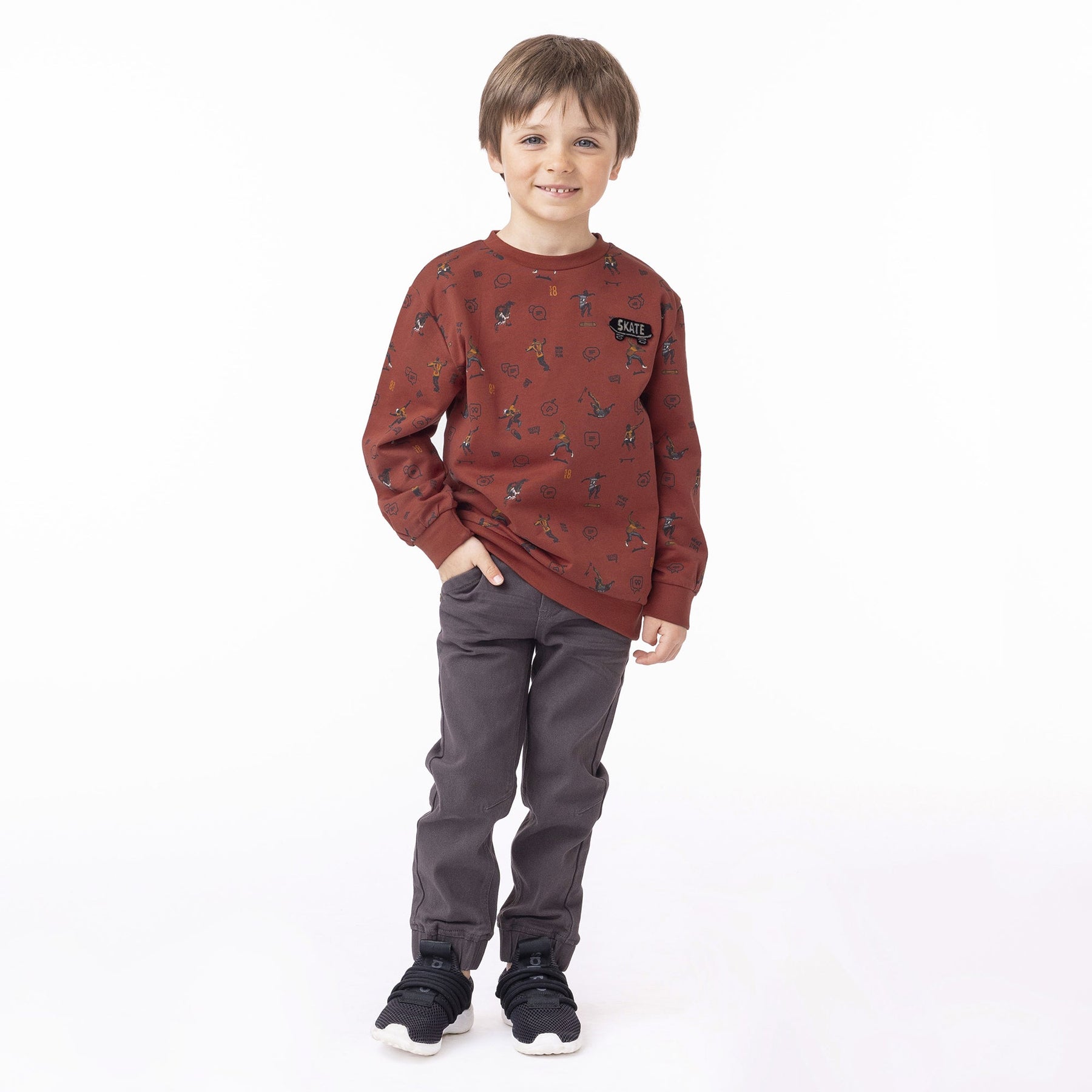 Chandail manches longues pour enfant garçon par Nanö | F2303-08 Rouge | Boutique Flos, vêtements mode pour bébés et enfants