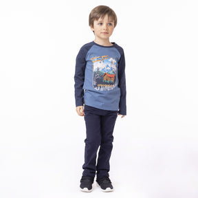 Chandail manches longues pour enfant garçon par Nanö | F2305-02 Bleu | Boutique Flos, vêtements mode pour bébés et enfants