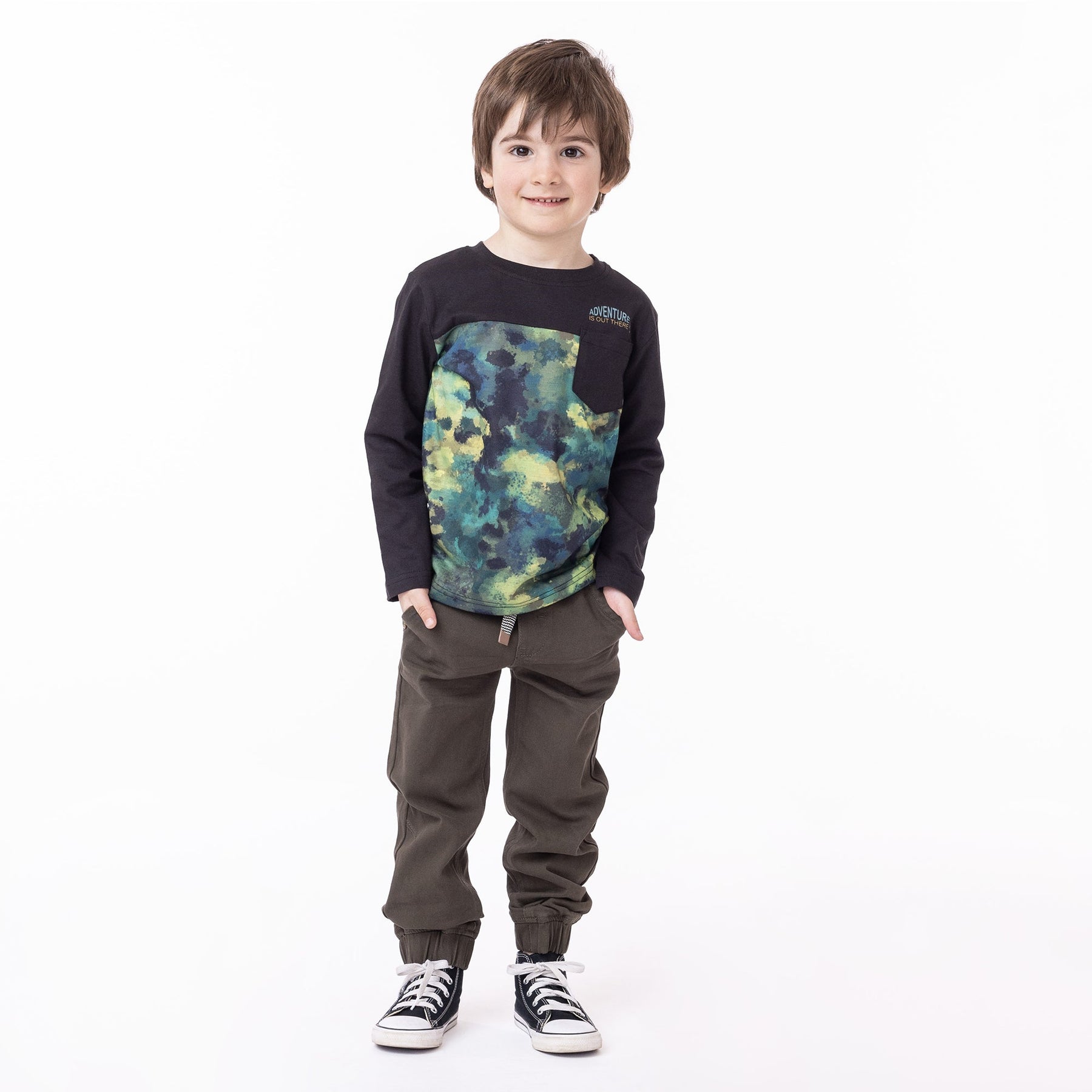 Chandail manches longues pour enfant garçon par Nanö | F2307-04 Noir | Boutique Flos, vêtements mode pour bébés et enfants