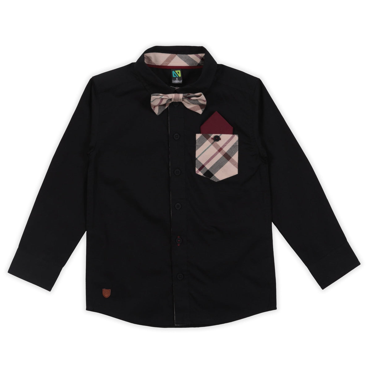 Chemise manches longues pour enfant garçon par Nano | F2325-03 Noir | Boutique Flos, vêtements mode pour bébés et enfants