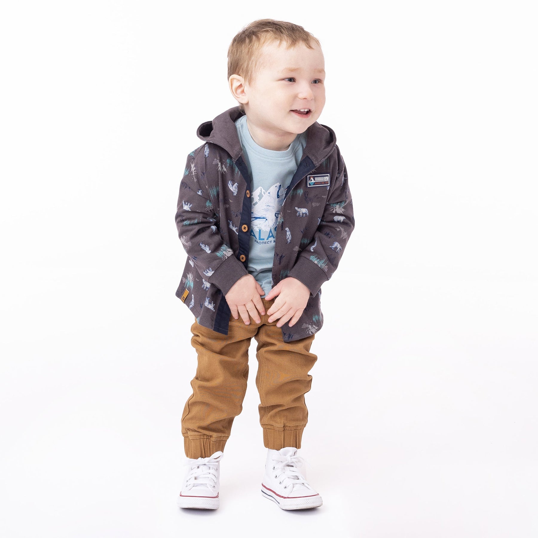 Chemise manches longues pour bébé garçon par Nanö | F2351-01 Charbon | Boutique Flos, vêtements mode pour bébés et enfants
