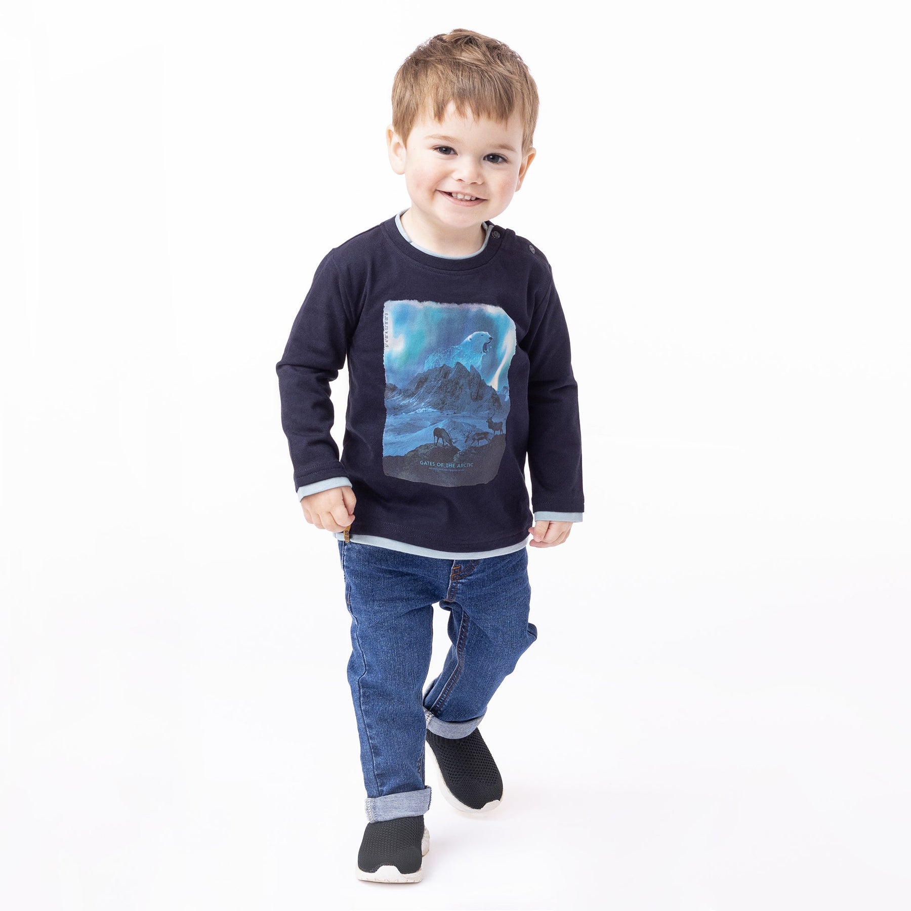 Chandail manches longues pour bébé garçon par Nanö | F2351-04 Marine | Boutique Flos, vêtements mode pour bébés et enfants