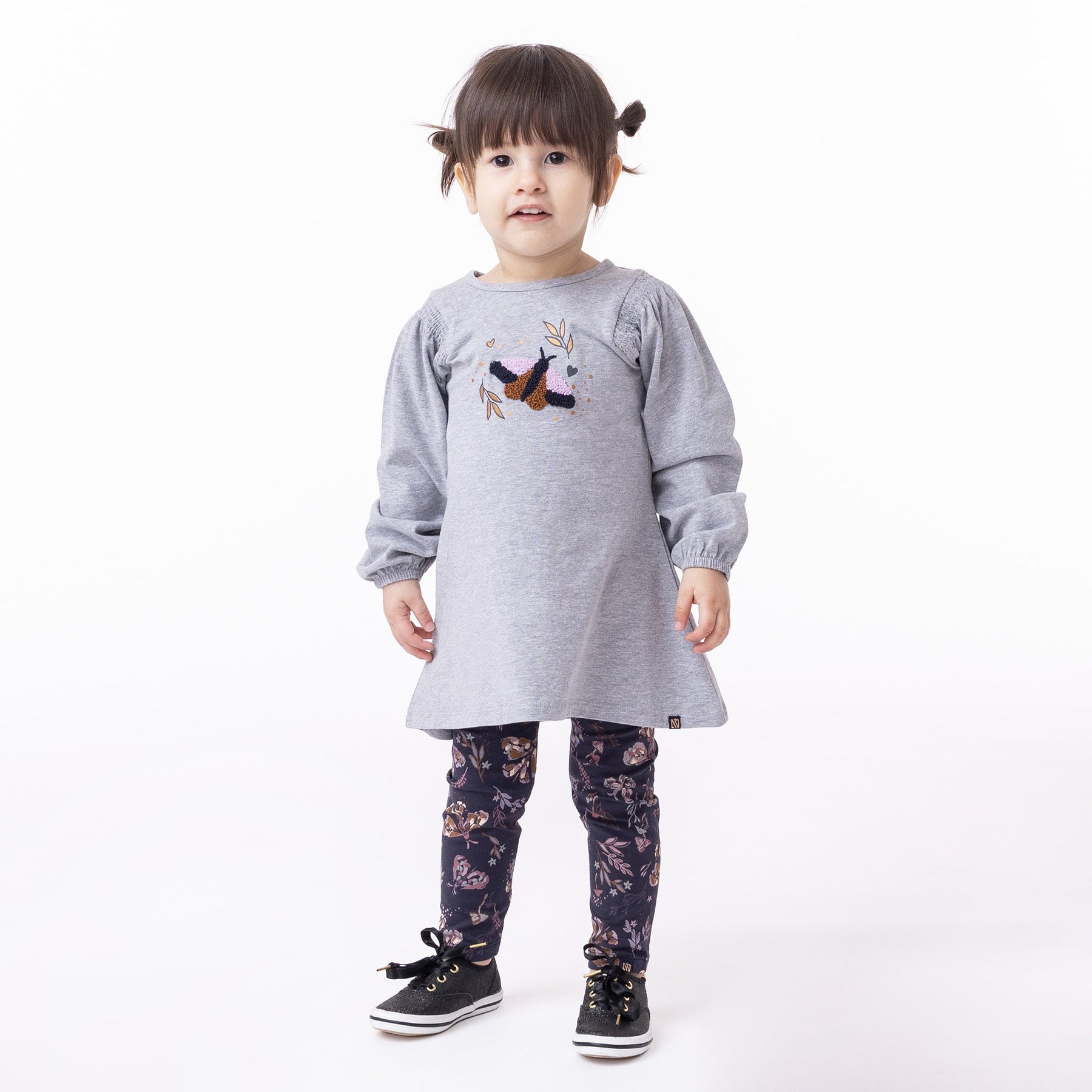 Tunique pour bébé fille par Nanö | F2352-04 Gris chiné | Boutique Flos, vêtements mode pour bébés et enfants