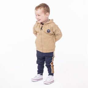 Veste réversible à capuchon pour bébé garçon par Nanö | F2355-11 Beige chiné | Boutique Flos, vêtements mode pour bébés et enfants
