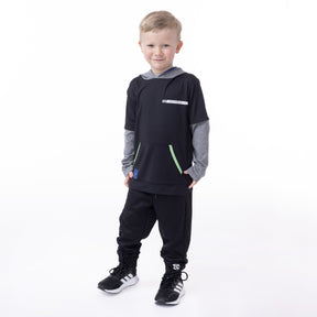 Chandail athlétique à capuchon pour enfant garçon par Nanö | F23A81-07 Noir | Boutique Flos, vêtements mode pour bébés et enfants