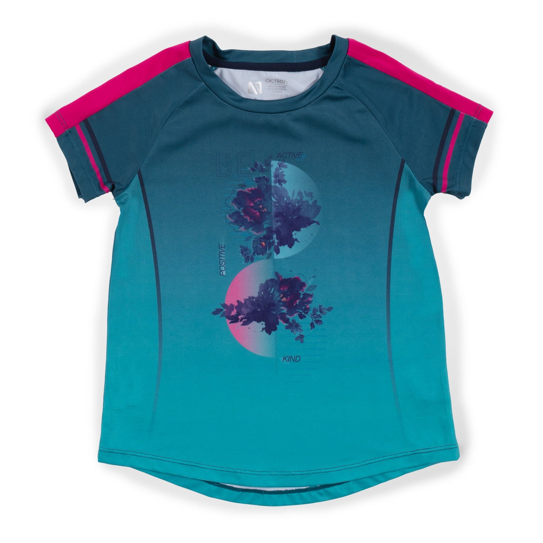 T-shirt athlétique pour enfant fille par Nanö | F23A82-04 Sarcelle | Boutique Flos, vêtements mode pour bébés et enfants
