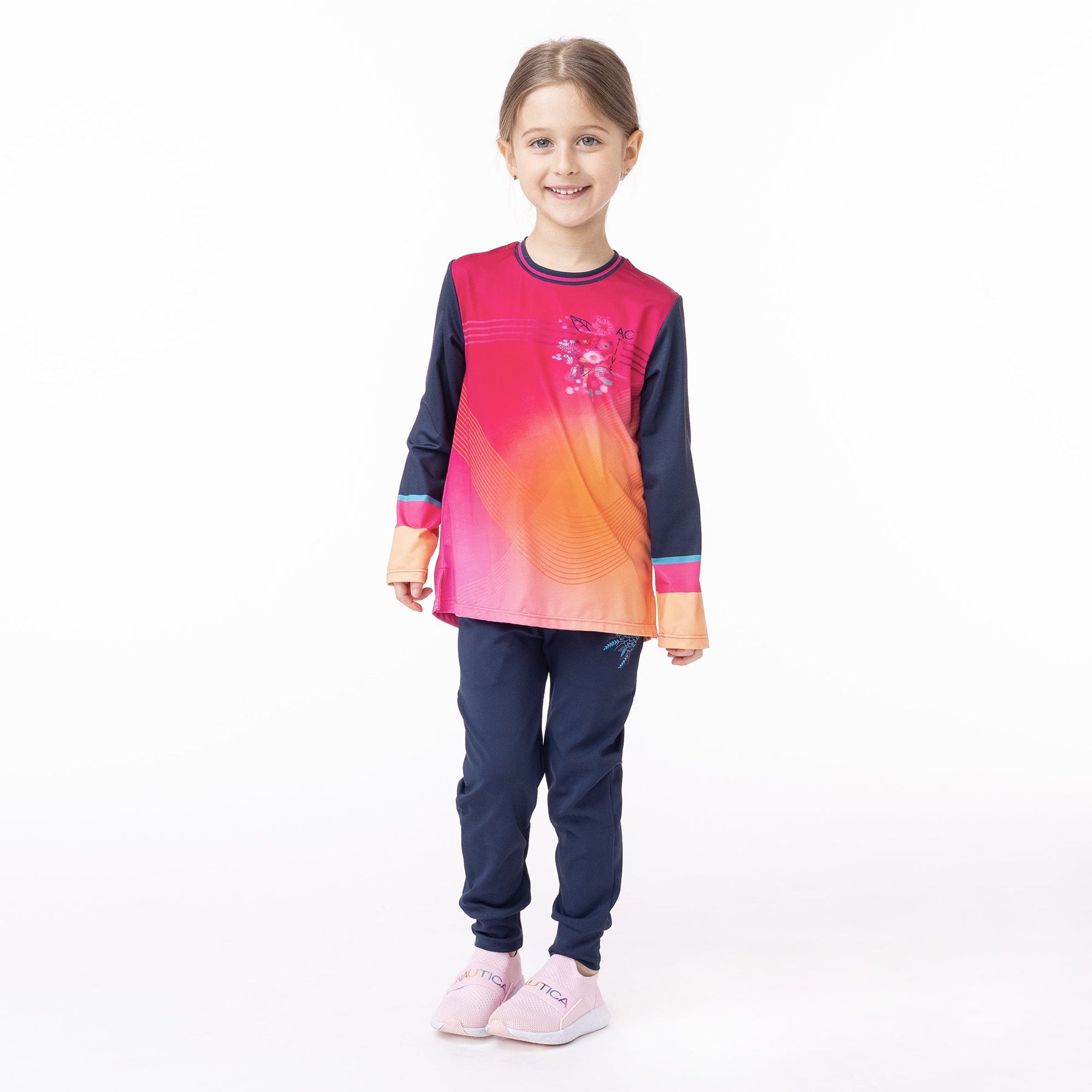 Chandail athlétique pour enfant fille par Nanö | F23A82-06 Marine | Boutique Flos, vêtements mode pour bébés et enfants
