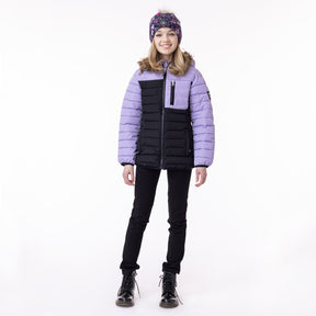 Manteau matelassé pour enfant fille par Nanö | F23M1250 Violet | Boutique Flos, vêtements mode pour bébés et enfants