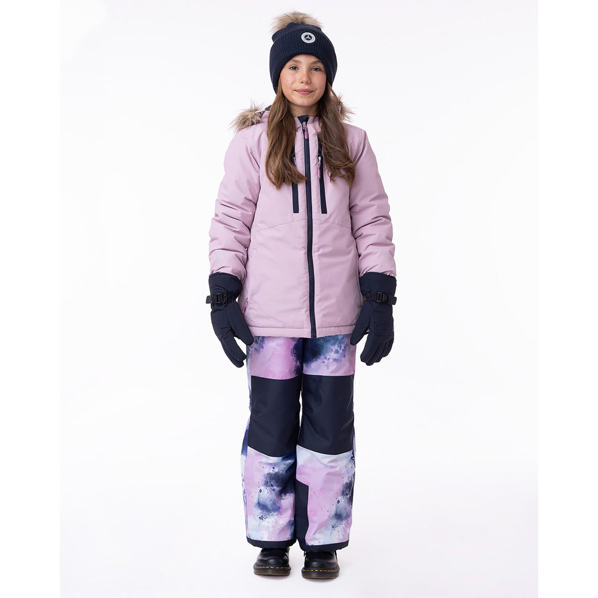 Manteau d'hiver pour enfant fille par Snö | Louise F23M358 Lilas | Boutique Flos, vêtements mode pour bébés et enfants