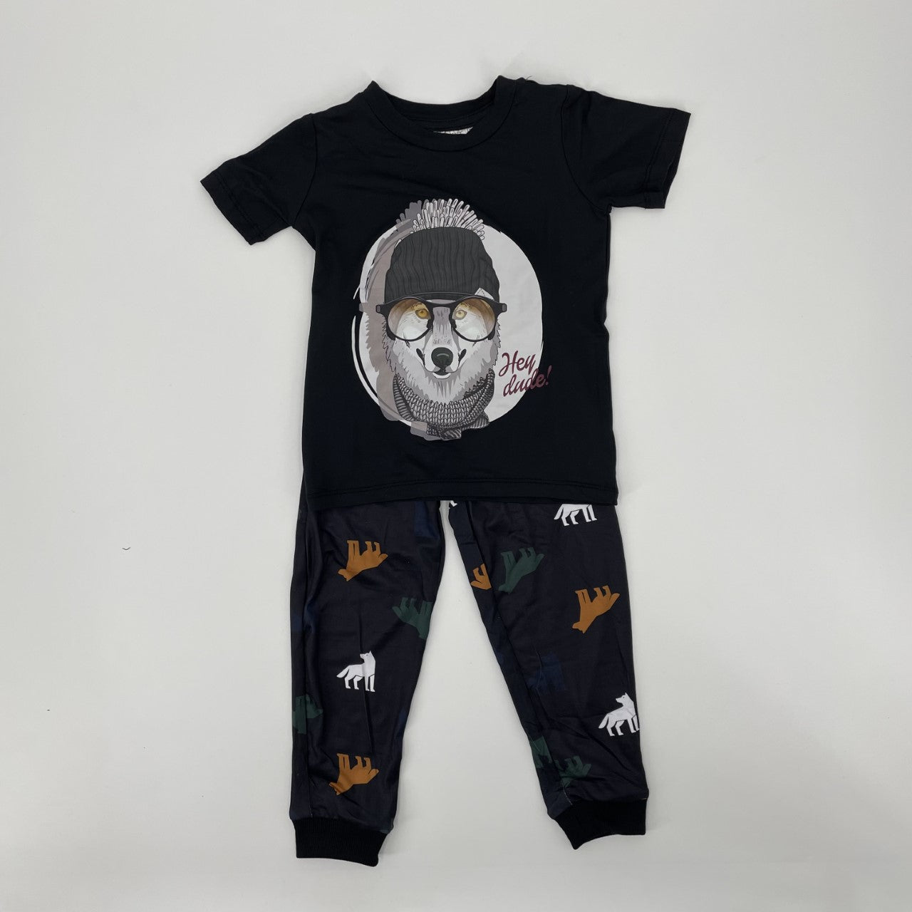 Pyjama pour enfant garçon par Nasri | NCSLKB00655 C.WOLF PRINT | Boutique Flos, vêtements mode pour bébés et enfants