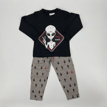 Pyjama pour enfant garçon par Nasri | NCSLKB00768 C.HTR GREY PEACE | Boutique Flos, vêtements mode pour bébés et enfants