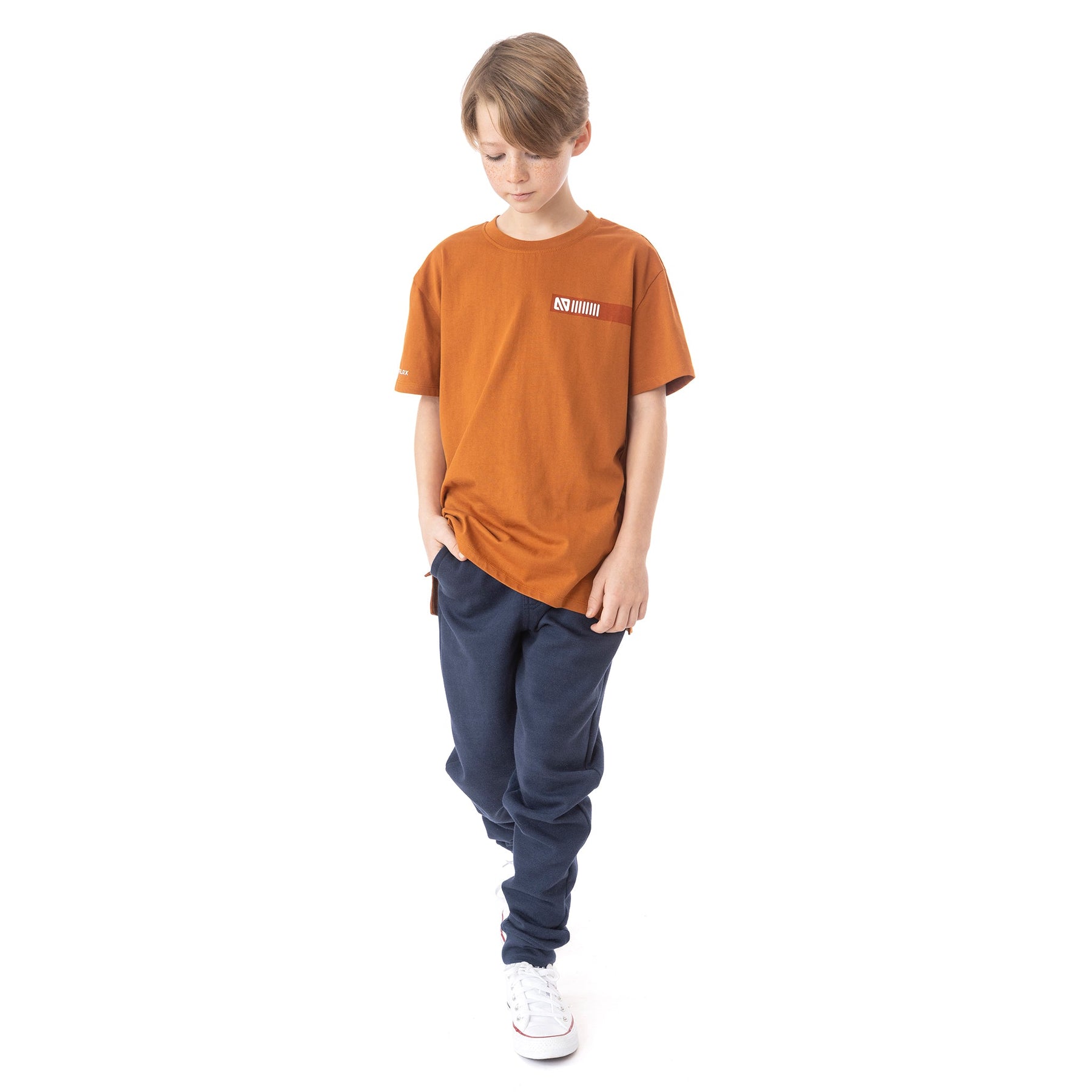 Chandail manches courtes pour enfant garçon par Nanö | S22L51-04 Orange | Boutique Flos, vêtements pour bébés et enfants
